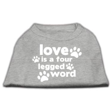 Imagem de Mirage Pet Products Camiseta com estampa de palavras Love is a Four Leg cinza GG (16)