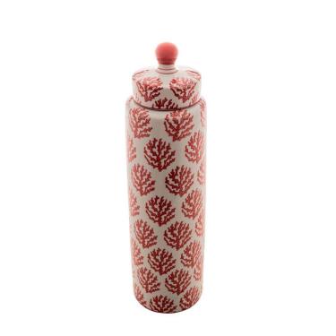 Imagem de Potiche Decorativo de Porcelana Coral Vermelho 39x11cm Royal Decor