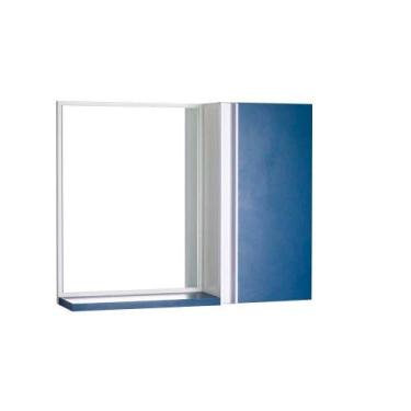 Imagem de Espelho Para Banheiro Com Armário Azul Barra Vertical - Mercado Das Pr