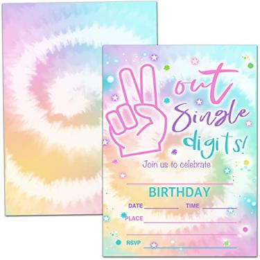 Imagem de Cartões de convite de festa de aniversário de 10 anos, celebração de festa de dígitos únicos, suprimentos de festa, lembrancinhas, 20 cartões com 20 envelopes – (ano 01)