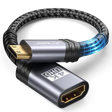 Imagem de JSAUX Mini adaptador HDMI para HDMI, cabo mini HDMI macho para HDMI fêmea com 4K 60Hz HDR 3D 18Gbps, compatível com câmera, filmadora, Raspberry Pi Zero, laptop, tablet cinza