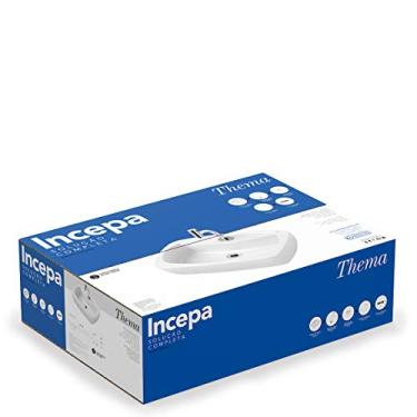 Imagem de Kit cuba de apoio com torneira bica baixa e complementos de instalação Thema branco - Incepa