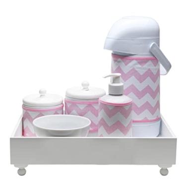 Imagem de Potinho de Mel Kit Higiene Candy Com Nome Chevron Rosa