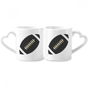 Imagem de Conjunto de canecas de porcelana para casais com padrão geométrico simples para esportes de futebol e coração