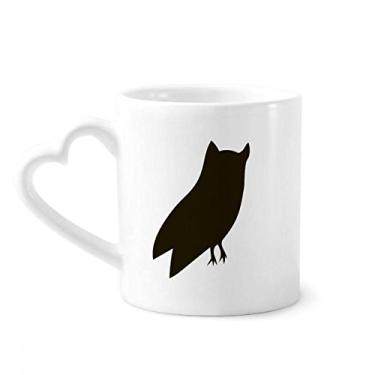 Imagem de Caneca com retrato de animal coruja preta café cerâmica copo de coração de vidro