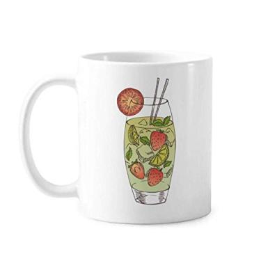 Imagem de Caneca de cerâmica cerâmica com estampa de suco de morango e frutas