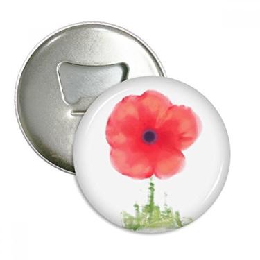 Imagem de Flor vermelha milho arte aquarela abridor de garrafa ímã geladeira emblema multifuncional crachá