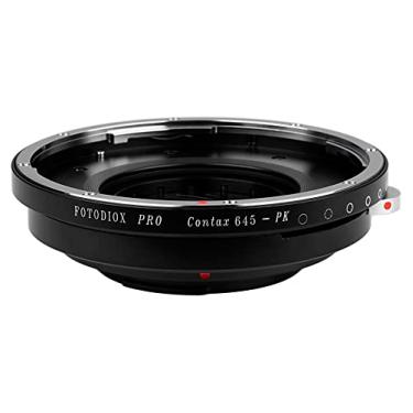 Imagem de Adaptador de montagem de lente Fotodiox Pro com íris de controle de abertura embutida, para lentes Contax 645 para câmeras DSLR Pentax K-Mount (PK)