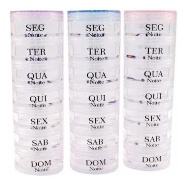 Imagem de Porta Comprimido remédio 7 dias - Dia e Noite - Tubo