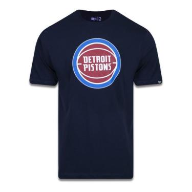 Imagem de Camiseta Plus Size Regular Manga Curta Detroit Pistons Logo Marinho Me