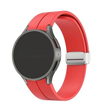 Imagem de Pulseira Silicone Fecho Magnetico Prata LTIMPORTS, compativel com Galaxy Watch 6 - Galaxy Watch6 Classic - Galaxy Watch 5 - Galaxy Watch5 Pro - Galaxy Watch 4 - Galaxy Watch4 Classic (Vermelho)