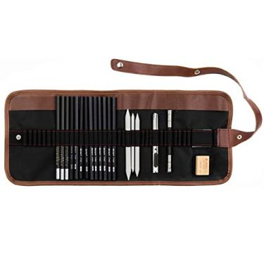 Imagem de LUGU 29 PCS Conjunto de Lápis Desenho Esboço Carvão Arte a Lápis Suprimentos de arte profissional com bolsa de zenamento Fer menta de desenho de ret tos G nde presente pa adultos, al s,