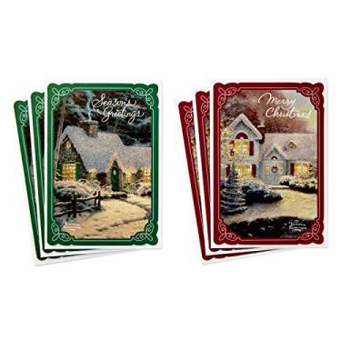 Imagem de Hallmark Conjunto de cartas Thomas Kinkade, casas de neve (6 cartões com envelopes, 2 desenhos)