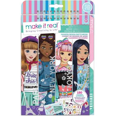 Imagem de Make It Real – Fashion Design Sketchbook: City Style - Inspirational Fashion Design Coloring Book for Girls - Inclui Sketchbook, Stencils, Adesivos e Guia de Design de Moda