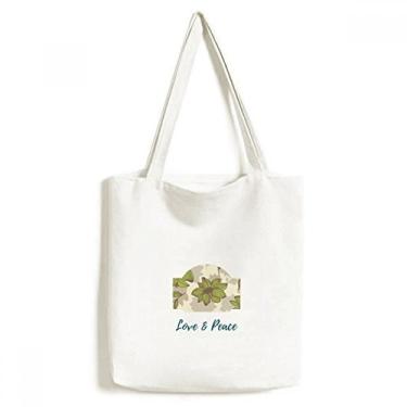 Imagem de Bolsa de lona com tinta de planta verde marrom bolsa de compras casual bolsa de mão