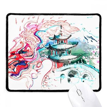 Imagem de Mousepad de desenho de ponte chinesa de dragão chinês, borda costurada, tapete de jogos de borracha