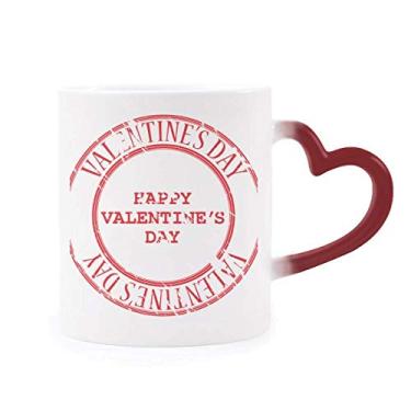 Imagem de Caneca vermelha sensível ao calor Feliz Dia dos Namorados Caneca vermelha que muda de cor