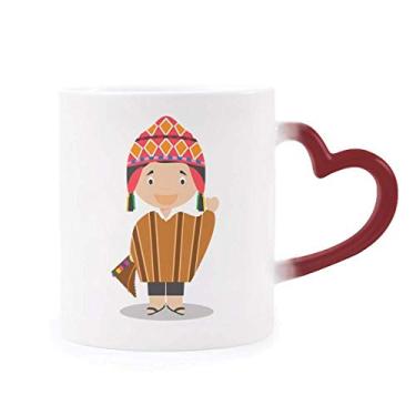 Imagem de Chapéu colorido Peru desenho de caneca sensível ao calor vermelho muda de cor