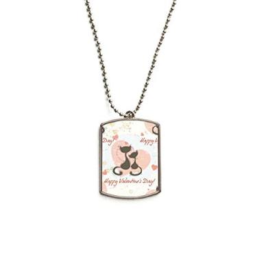 Imagem de Colar de aço inoxidável com pingente de identificação para cães e gatos pretos Feliz Dia dos Namorados
