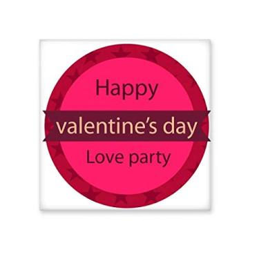 Imagem de Azulejo de cerâmica brilhante rosa redondo Feliz Dia dos Namorados Pedra adornada tijolo vitrificado