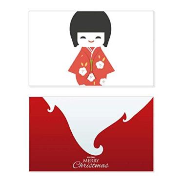 Imagem de Tradicional Japonês Local Menina Brinquedo Feriado Feliz Natal Cartão de Parabéns Mensagem de Letras de Natal