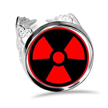 Imagem de DIYthinker Anel de noivado ajustável com símbolo de radiação tóxica perigosa vermelha