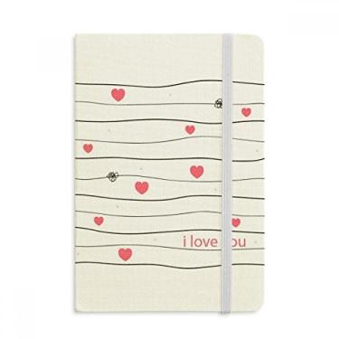 Imagem de Caderno em tecido oficial com capa dura para dia dos namorados I Love You Line Pink Heart