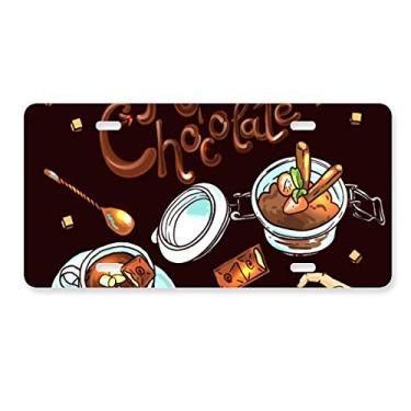 Imagem de DIYthinker Chocolate, Sobremesas, Bebida, França, Placa de Licença Decoração de Carro Acessório de Aço Inoxidável