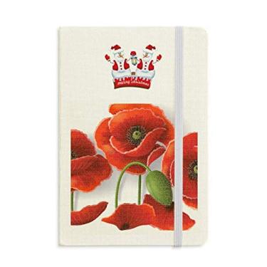 Imagem de Caderno de flores vermelhas pintando pétalas de milho frutas Natal boneco de neve capa dura grossa
