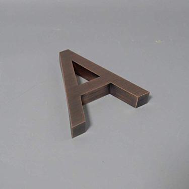 Imagem de Placa de casa flutuante 3D de 12,7 cm, número 0-9 letra ABC exterior metal aço inoxidável cor cobre vermelho placa de porta alfabeto placa digital moderna endereço casa apartamento de hotel, montagem com parafuso