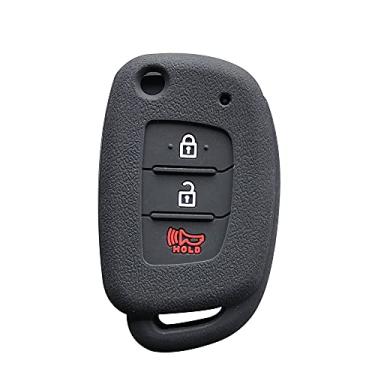 Imagem de SELIYA Capa de chave de carro de silicone, adequada para Hyundai Elantra Tucson I40 I20 I10 IX35 IX45 Creta Santa Fe, C preto
