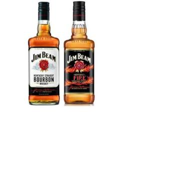Imagem de Kit Whiskey Jim Beam Bourbon Kentucky + Jim Beam Fire 1L Cd