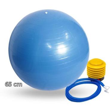 Imagem de Bola De Pilates Azul Com 65cm Bomba De Ar Manual De Inflar - Dasshaus