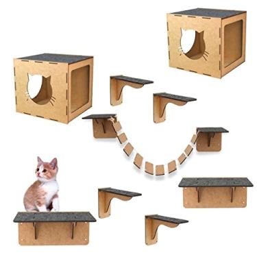 Imagem de Melhor playground de gatos circuito 9 peças de parede mdf 4mm reforçado
