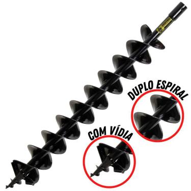 Imagem de Broca Para Perfurador de Solo Em Ferro Kawashima 800mmx100mm Com Espiral Duplo E Lâmina...