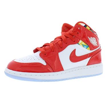Imagem de Nike T nis masculino Jordan Air 1 Mid SE (GS), Chile, vermelho/branco, 3.5 Big Kid