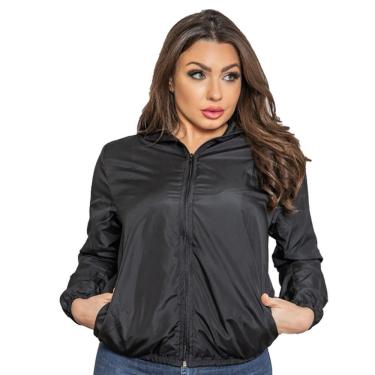 Imagem de Jaqueta Corta Vento Feminino Forrada Impermeável com Bolsos e Touca Donna Martins