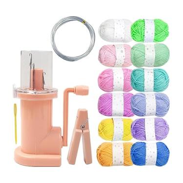 Imagem de Fancyes Easy Knitter Manual Spool Knitter Doméstico Ferramenta de Tricô Mini Costura Tricô Máquina para Cachecóis de Camisola Pulseira, 12 Cores Fios Rosa
