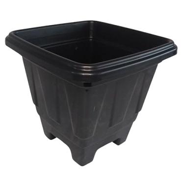 Imagem de Vaso Quadrado Grego 25cm Decorativo 5 Litros Preto Com Suporte Pé Elevado Para Flores e Plantas de Plástico