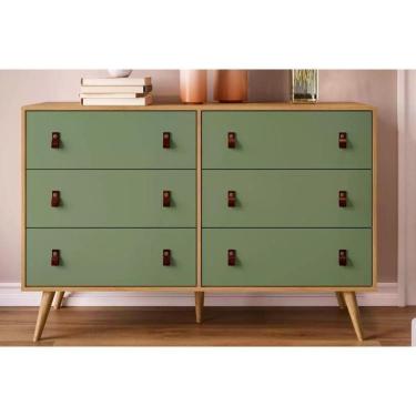Imagem de Cômoda Juvenil Amber C/ 6 Gavetas Savana/alecrim - Genialflex
