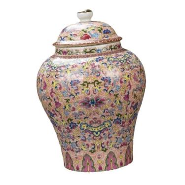 Imagem de Generic Jarra de gengibre de porcelana, pote de cerâmica para chá, pote de armazenamento com tampa, jarra de templo rosa, organizador para festa, lareira,