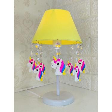 Imagem de Abajur Unicórnio Amarelo - Acrílico - Pingentes - 30cm