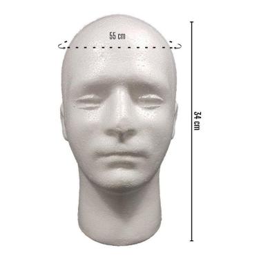 Imagem de Cabeça De Manequim Masculino Isopor Cherey - Peruca, Chapéu