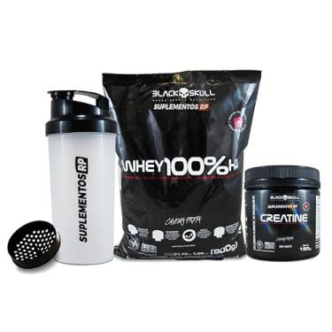 Imagem de Combo Black Skull Whey 100% Hd 900g + Creatina 150g (chocolate)