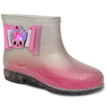 Imagem de Galocha Infantil Bota Feminina Nº 21 Ao 26 Botinha Menina Led 09.42 (Glitter Prata, BR, Criança de 4 a 8 anos, Numérico, 26)