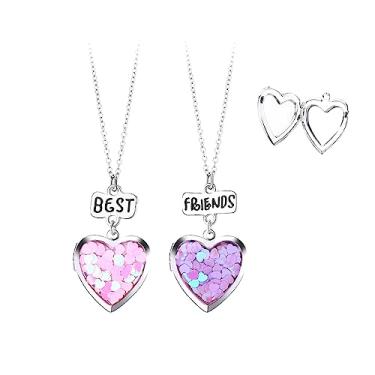 Imagem de Colar com medalhão de coração para mulheres homens geométrico coração foto colar para casais BFF Best Friends Neclace Jewelry 2 peças, Metal, Sem Pedra Preciosa