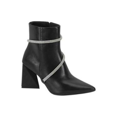 Imagem de Bota Vizzano Bico Fino Tira Cristal Salto Geométrico-Feminino