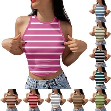 Imagem de PKDong Tops cropped sexy para mulheres camisas coloridas sem mangas sexy frente única colete feminino slim camiseta de treino de verão, Café A01, XXG