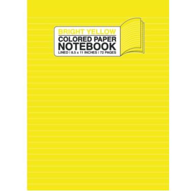 Imagem de Caderno de papel colorido amarelo brilhante - forrado: caderno de notas de papel colorido com linhas | pautado universitário - sem margem | Grande - 21 x 28 centímetros | 72 páginas