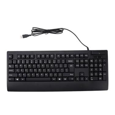 Imagem de Teclado de 104 Teclas, Teclado Portátil Fino Preto USB Com Fio Com Slot para Cartão IC e pé Retrátil Antiderrapante Ergonômico Silencioso Teclado Inglês para Computador Laptop